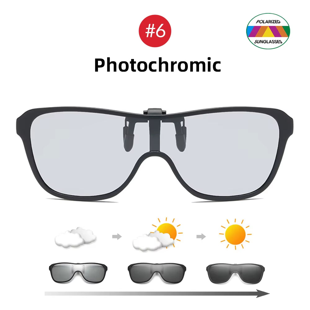 Polarized Flip Up Clip-On Sunglasses Oversized TR90 Free Shipping Includes Case