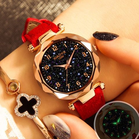 Star Sky Rose Gold Women Quartz Luxury Wristwatch 35mm Dial