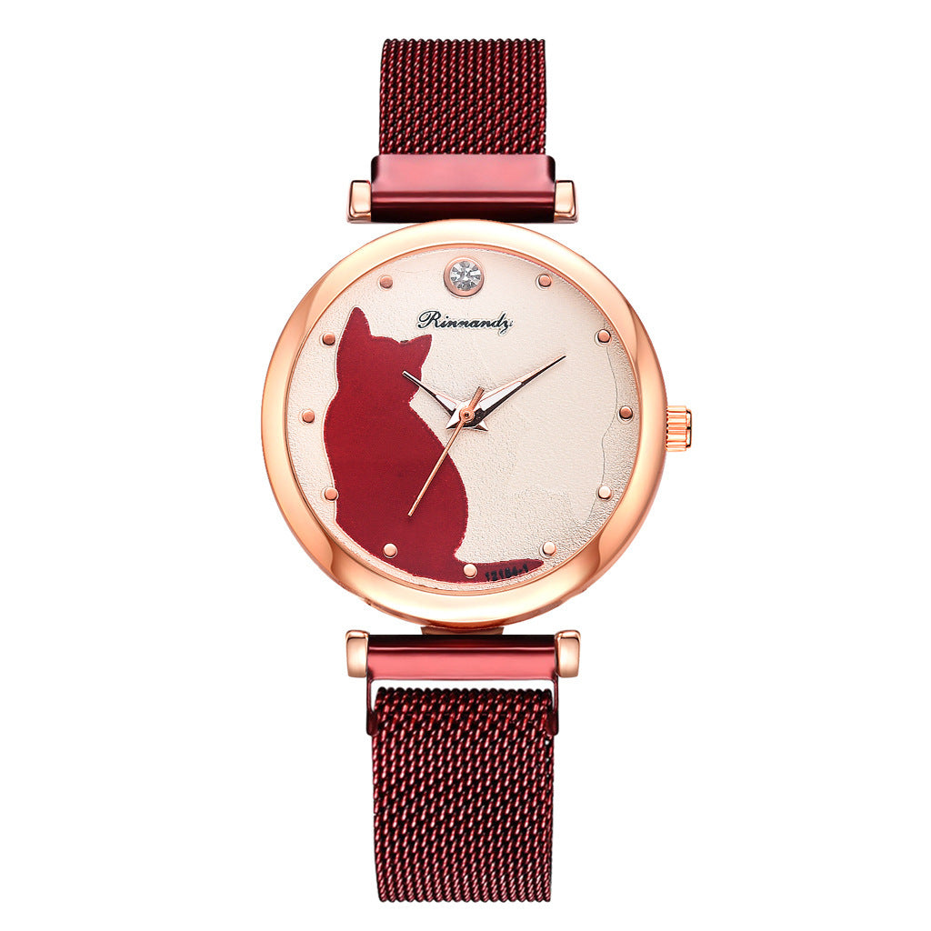 Women's Cat Watch Bracelet Set Fashion Quartz Timepiece