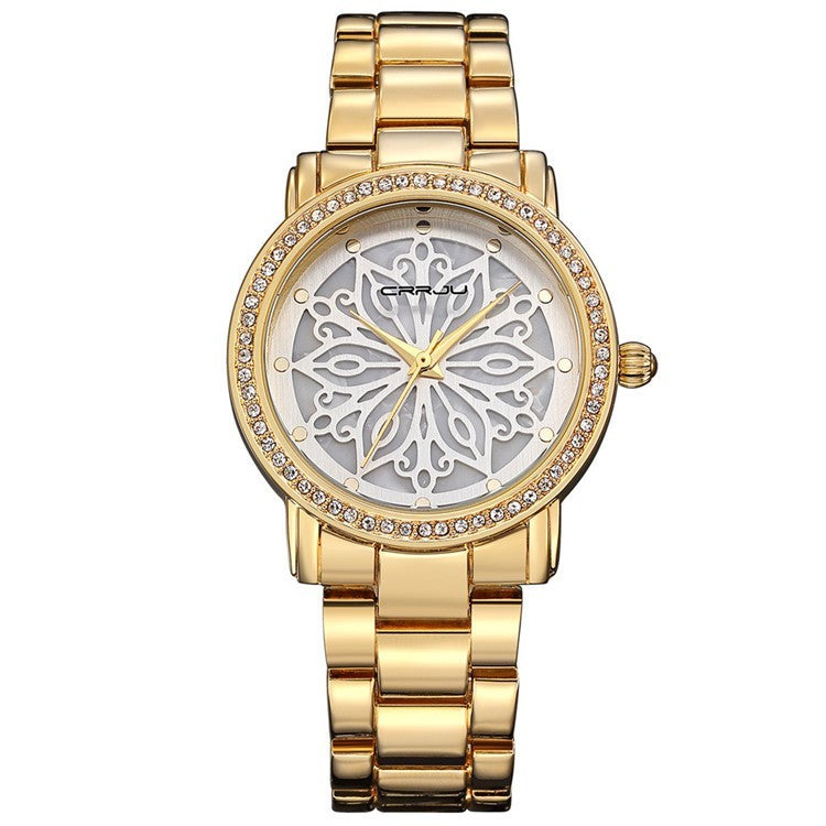 Women's Diamond Quartz Watch With Steel Band Business