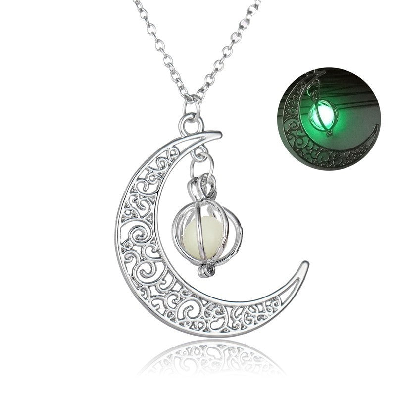 Women’s Luminous Moon Stone Necklace Natural Healing Pendant Glow Jewelry Gift