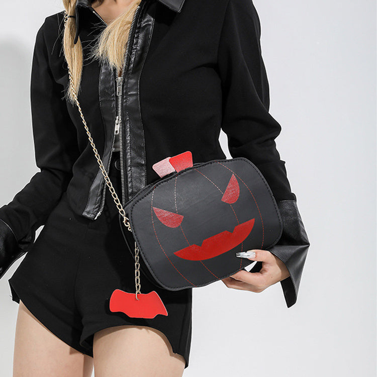 Women’s Halloween Pumpkin Shoulder Bag Cartoon Chain Crossbody Funny Creative Purse