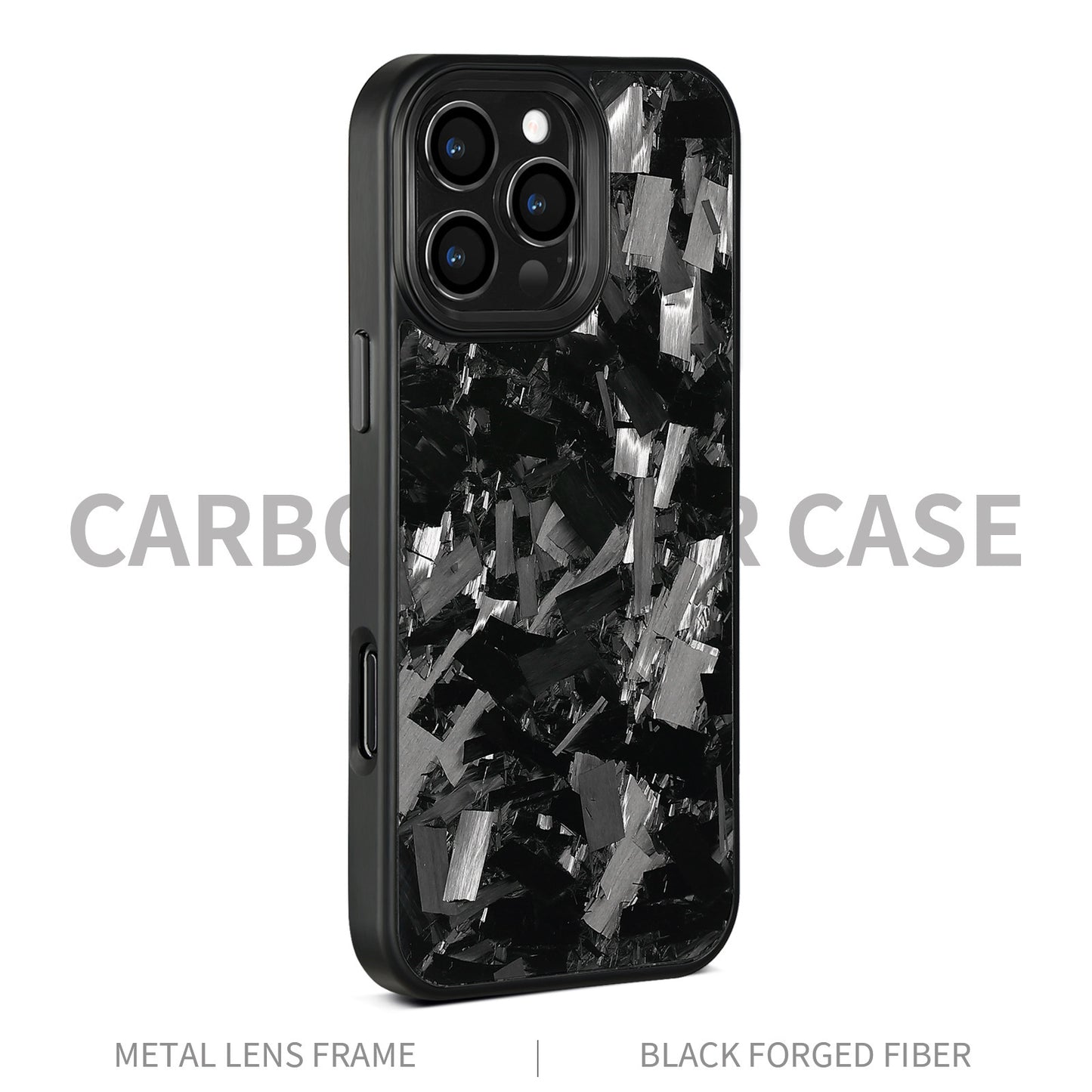 Carbon Fiber Metal Frame Phone Case Forged Pattern Shield