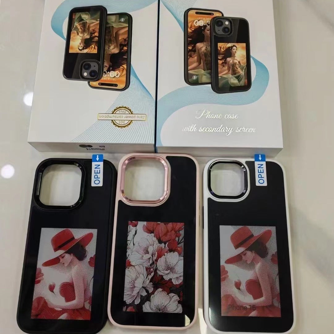 NFC Color E-Ink Screen Projection Smart Phone Case for iPhone 12–15 Pro Max