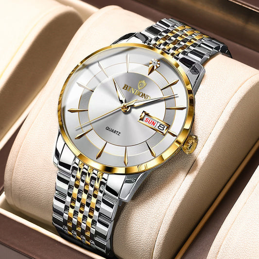 Men’s Thin Waterproof Luminous Quartz Watch – Steel Band, Color Variants