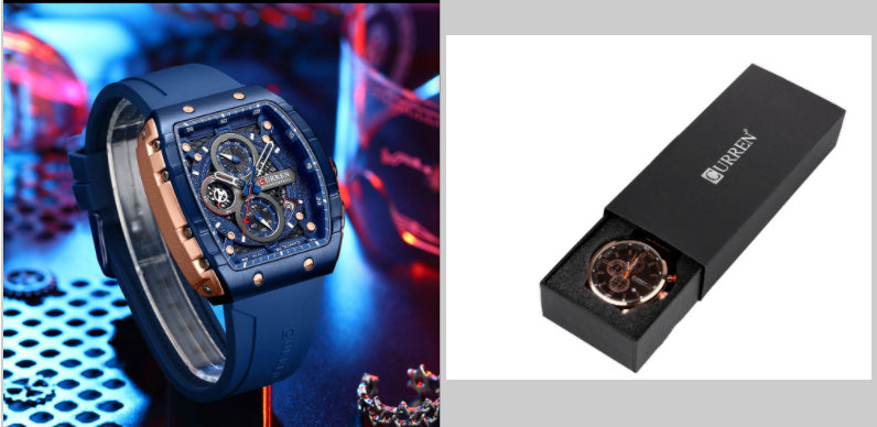 Men’s Sports Quartz Watch Six-Pin Tape Strap – Multiple Color Shells