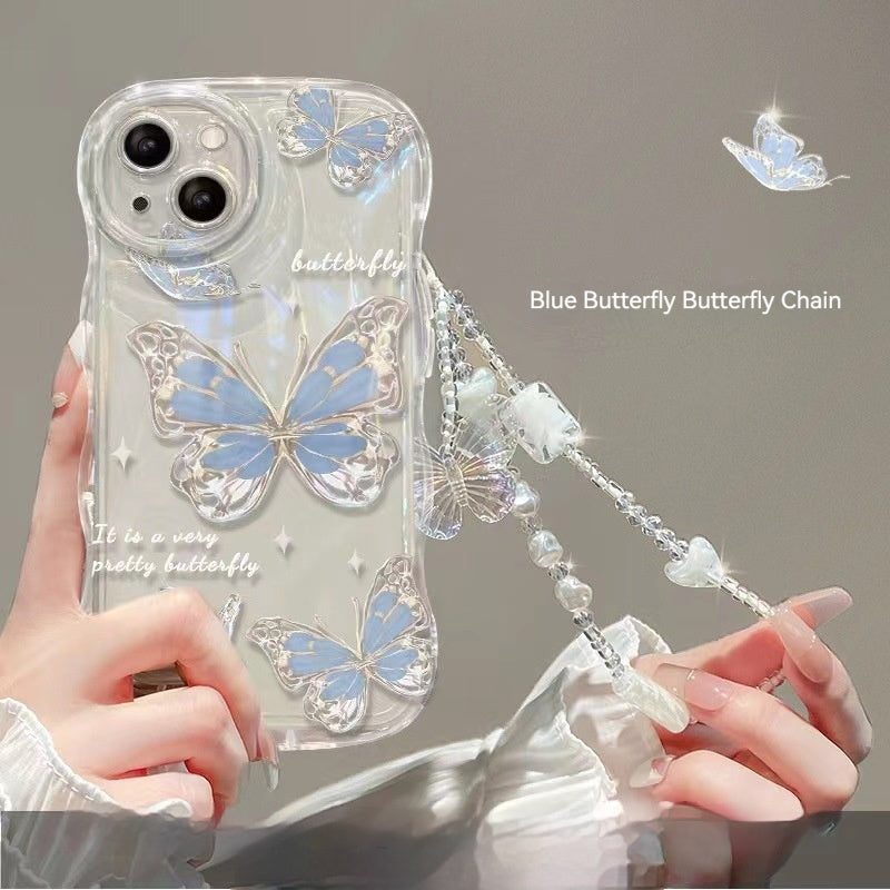Fairy Butterfly Gradient Phone Case Transparent Protective Cover for iPhone X–16