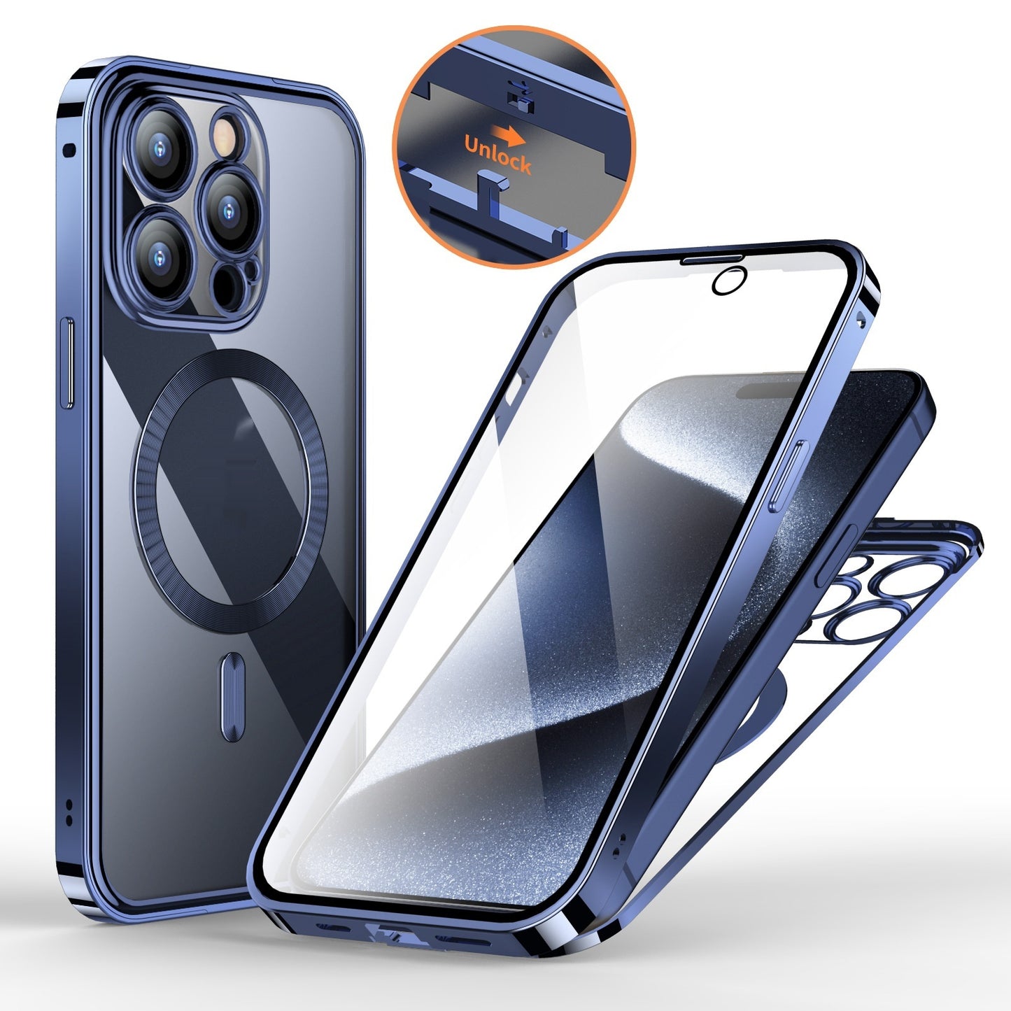 Metal Buckle Magnetic Phone Case With Wireless Charging