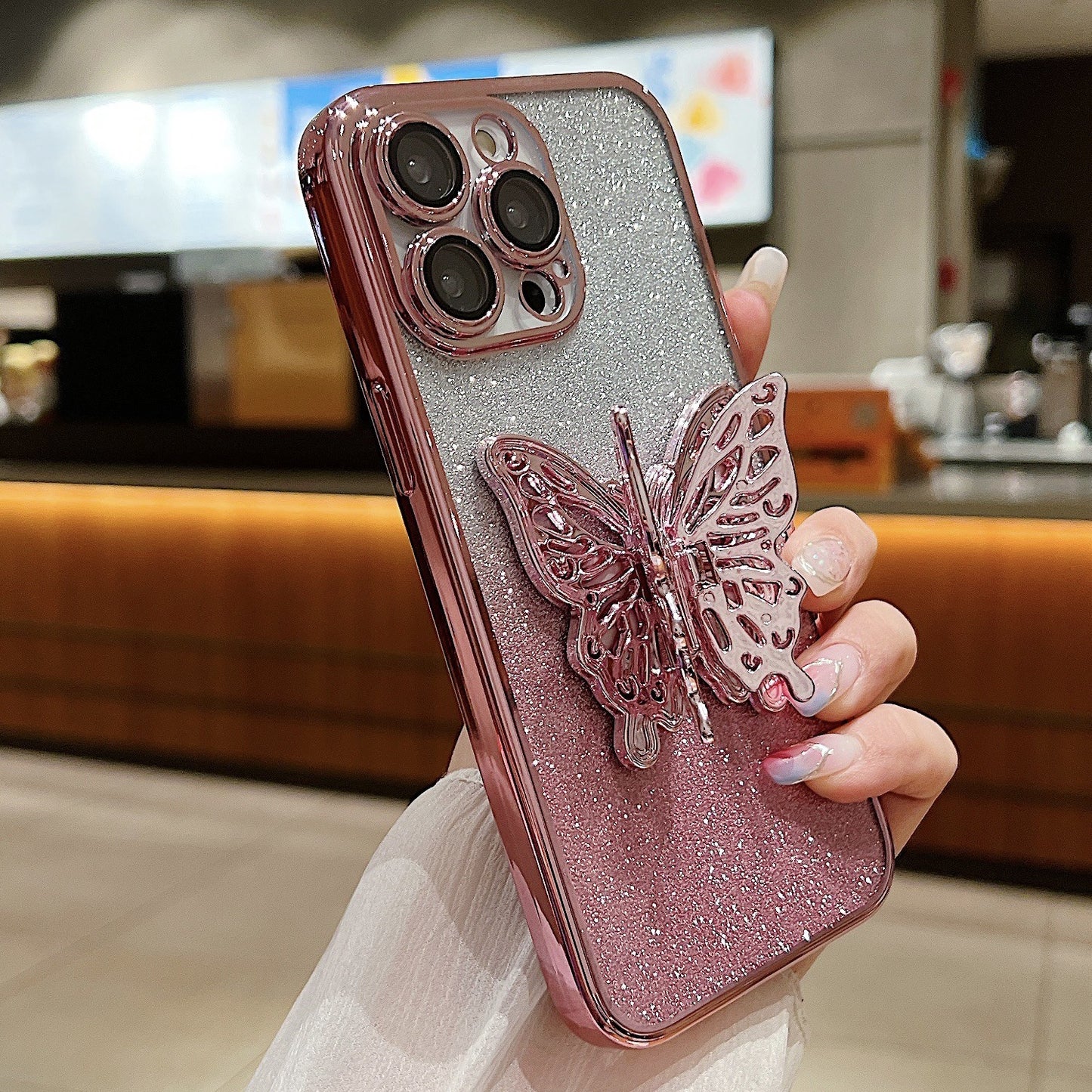 Hollow Butterfly Phone Case Gradient Transparent Cover