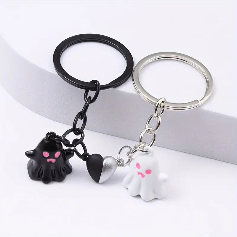 Halloween Ghost Keychain Cute Magnetic Pendant Bag Hanging Couple Ornament
