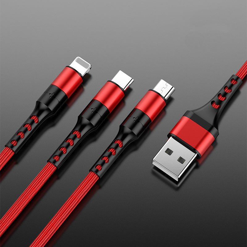 Braided 3in1 Data Cable For Android Fast Charging 120cm