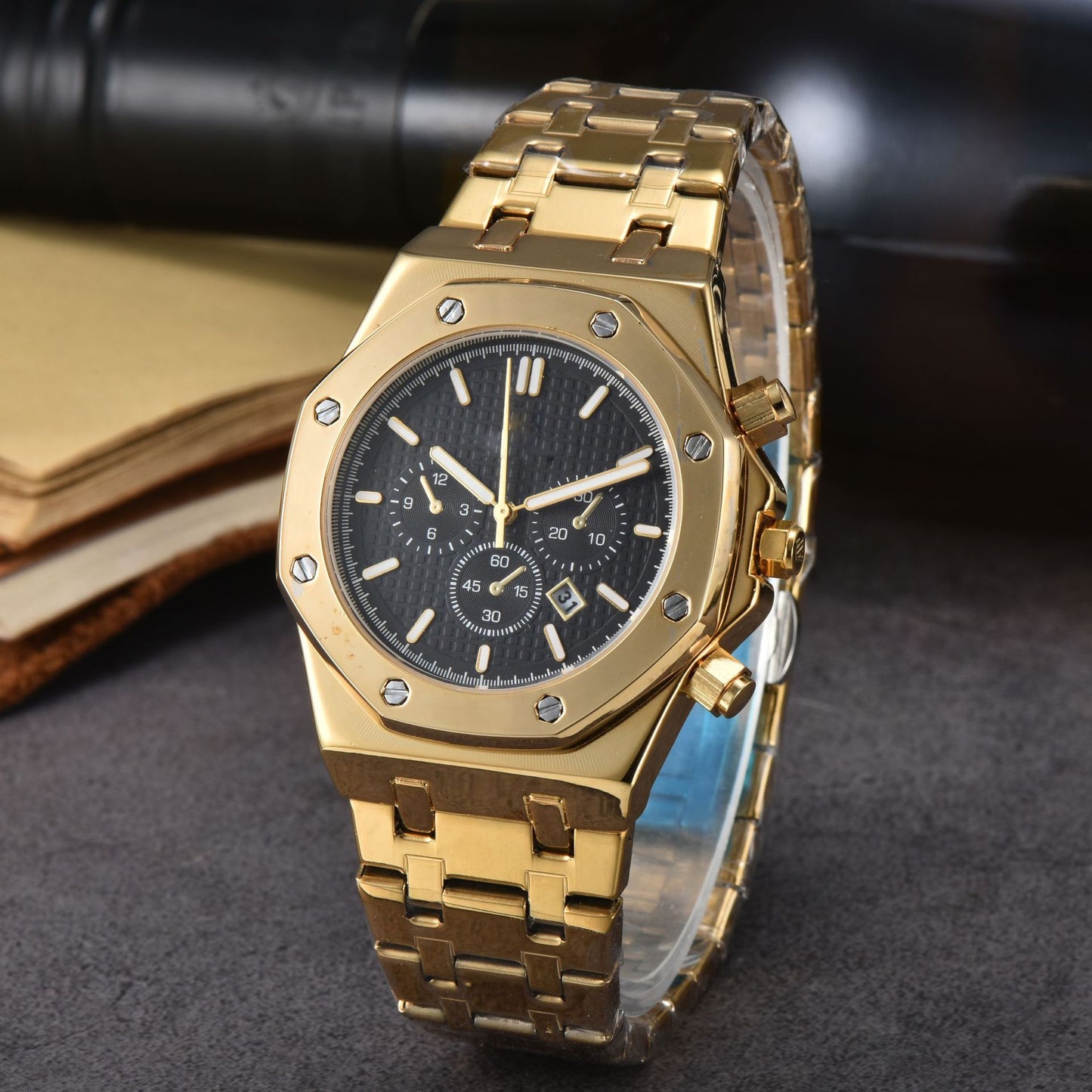 Men’s Stainless Steel Quartz Watch Analog Calendar Dress Casual Styles