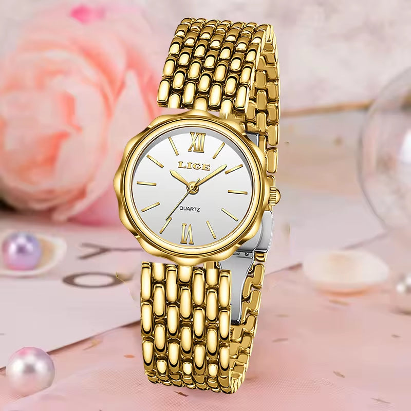 Luxury Top Brand Women'S Watches Elegant Fashion Gold Watch for Women Original Simple Quartz Waterproof Wristwatch Ladies