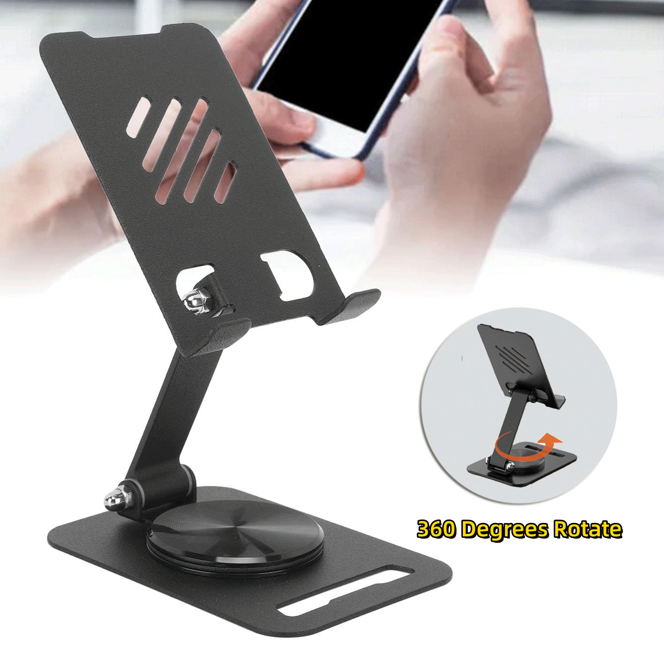 360 Degrees Rotate Metal Desk Stand for Phone and Tablet