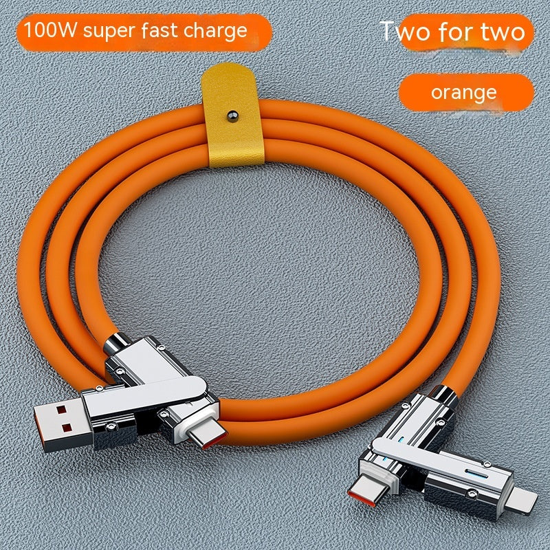 Orange Fast Charge USB Type C Lightning Cable 1m Zinc Alloy