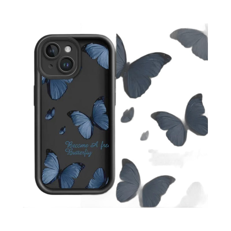 Blue Butterfly Edging Case For IPhone Drop Resistant