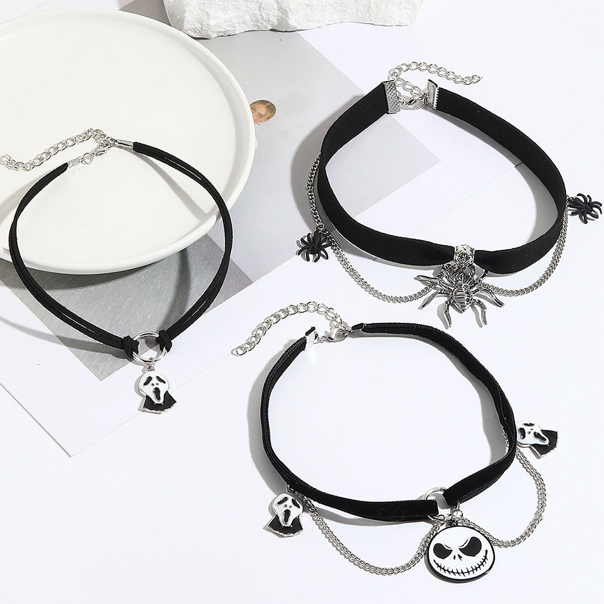 Halloween Necklace Bat Ghost Skull Pumpkin Spider Pendant Jewelry Accessories