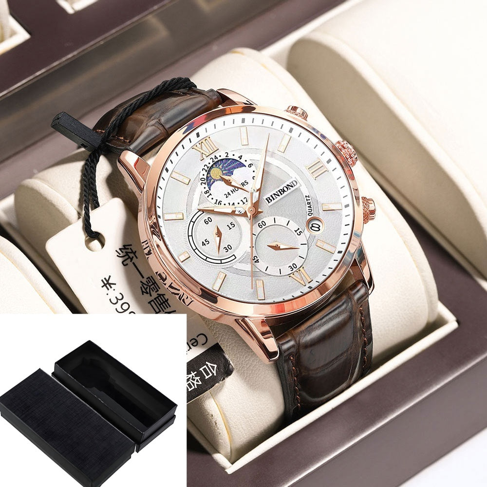 Men’s Chronograph Multifunction Waterproof Quartz Watch – Color Variants