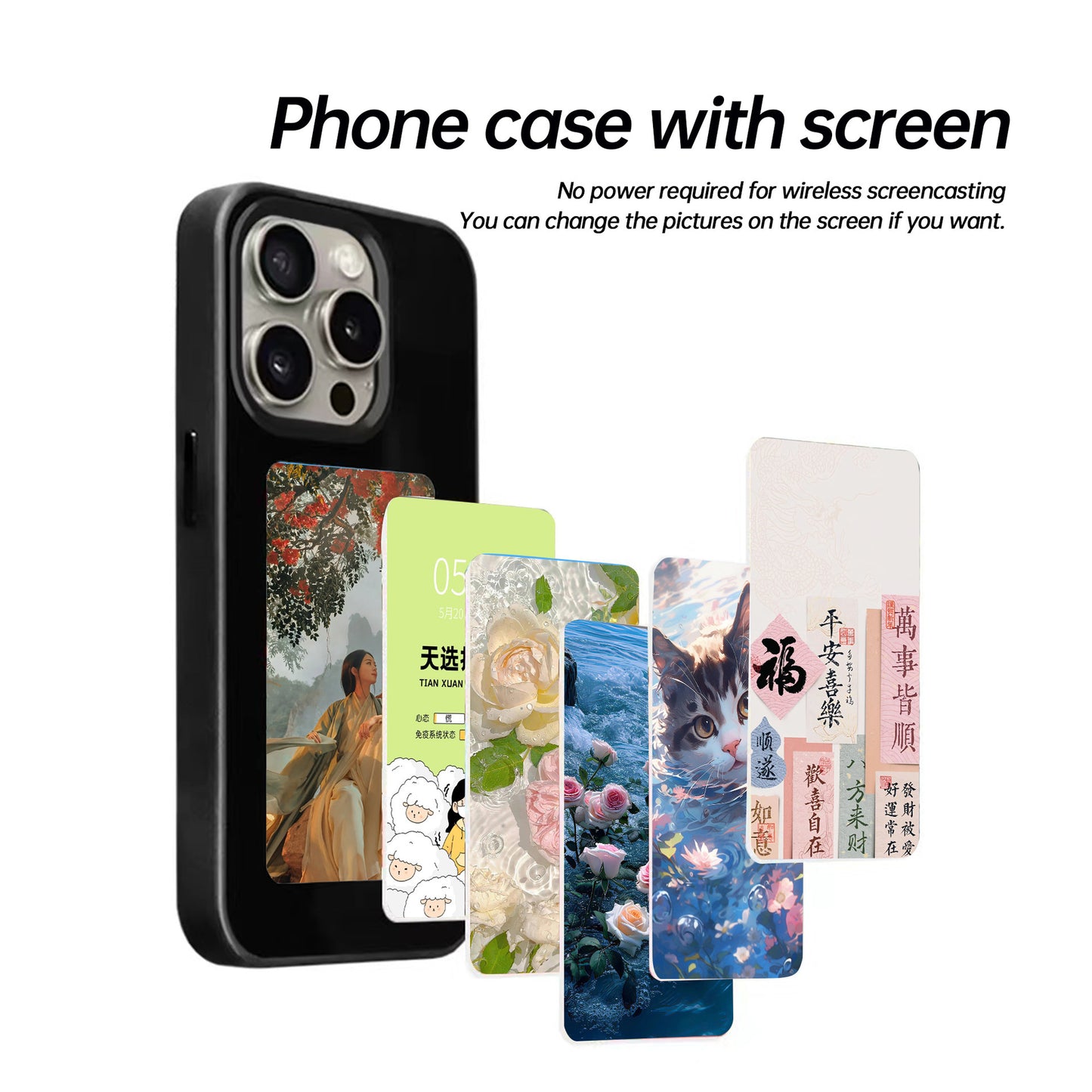 E-Ink Display TPU Phone Case Smart Screen Cover for iPhone 13–15 Pro Max