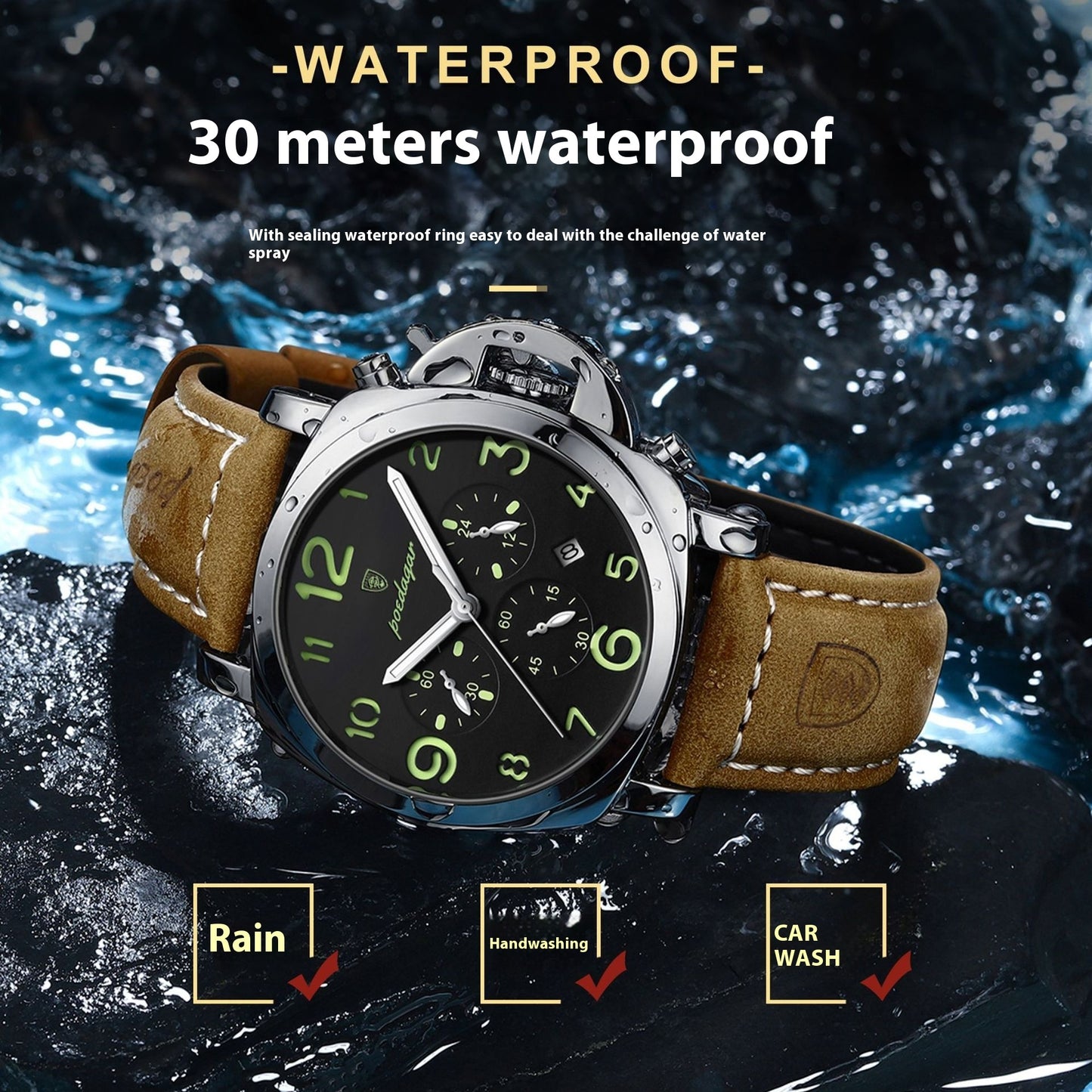 Men’s Sports Quartz Watch – Fashion Timepiece with Silver & Gold Case Options