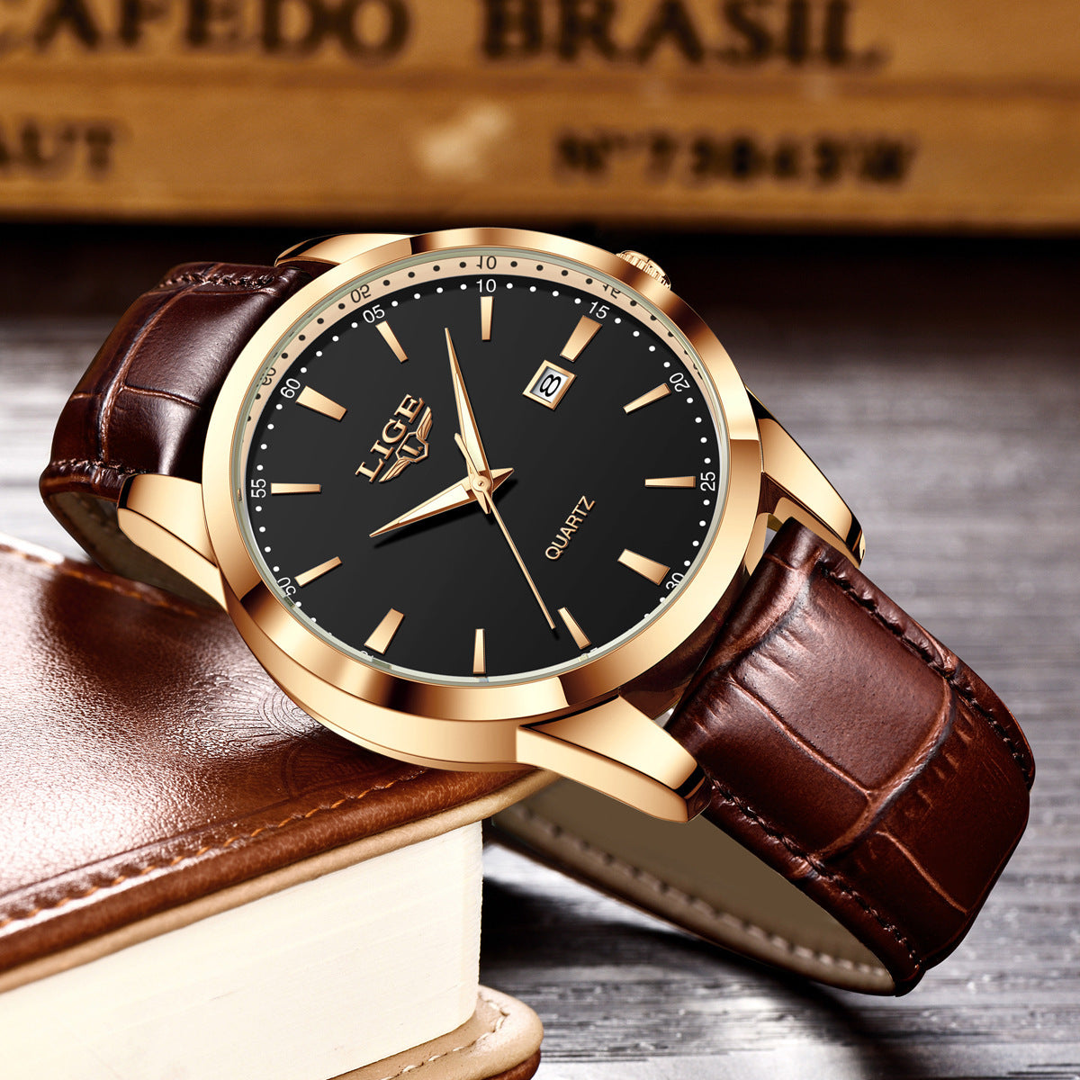 Men’s Waterproof Quartz Calendar Watch – Leather Strap & Multiple Color Options