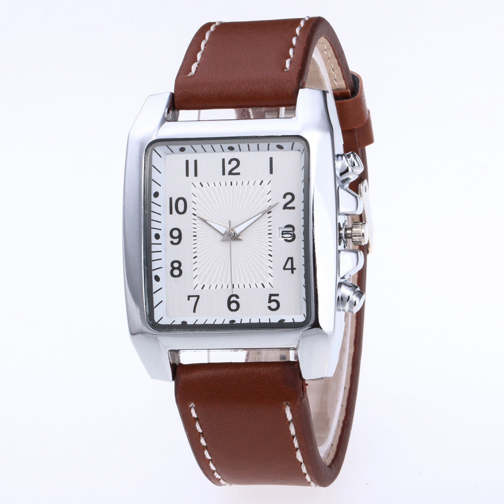 Square Fashion Men's Watch With Slim 10mm Imitation Leather