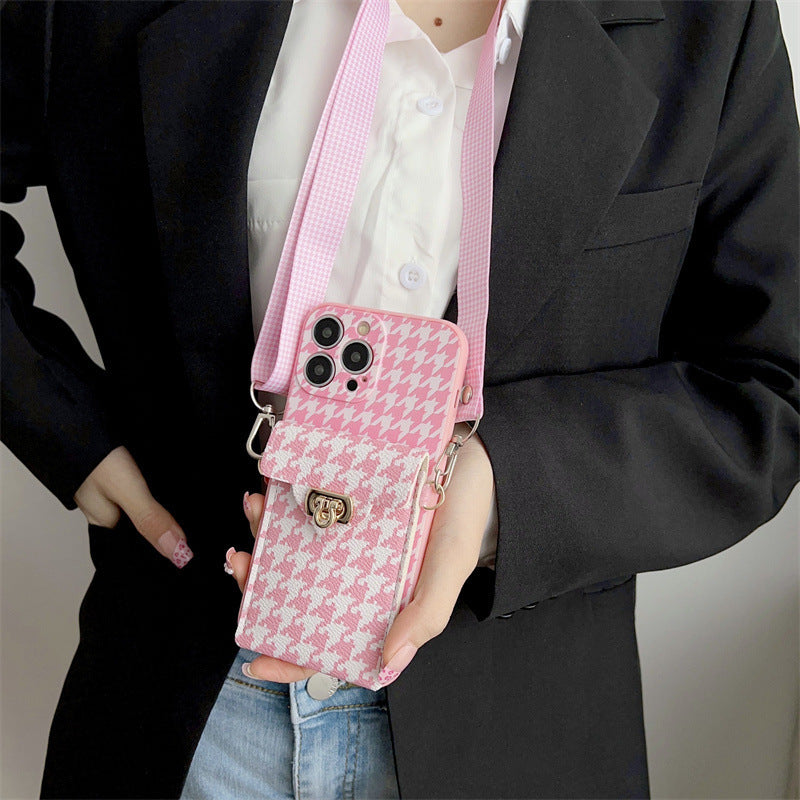 Cross Body Lanyard Phone Case for iPhone Black Pink