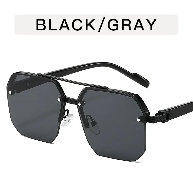Men'S Metal Sunglasses Square Half Frame Rice Nails Casual Trend Personality Retro Fashion Outdoor Sports Eyeglasses