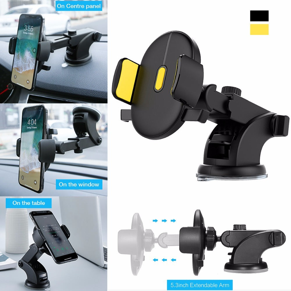 Telescopic Car Phone Holder With Suction Cup Mount Pro