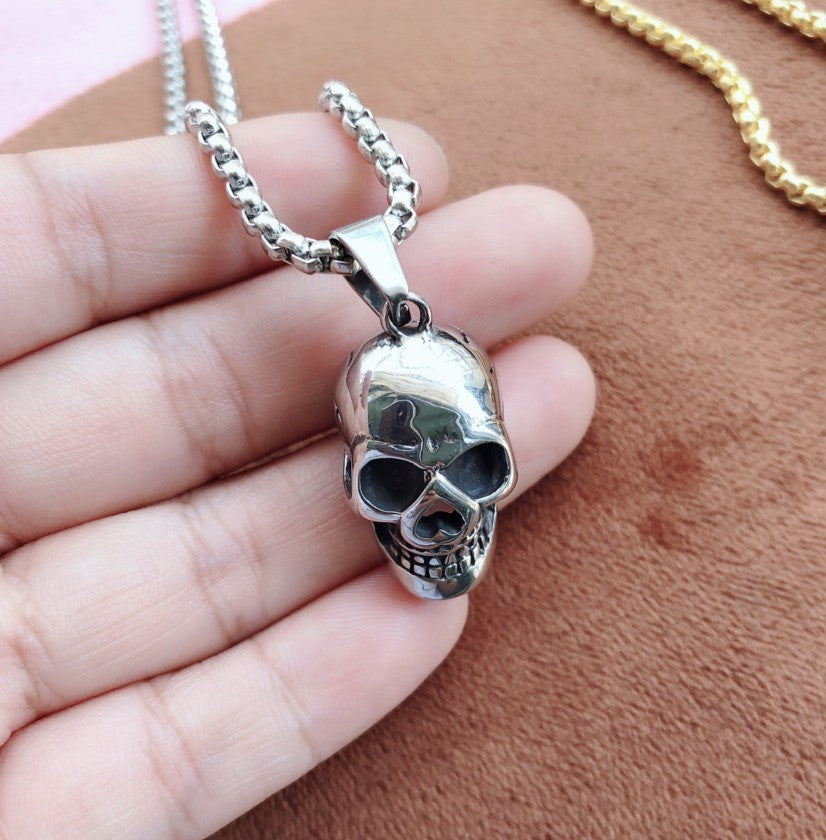 Halloween Skull Necklace Men Punk Style Titanium Steel Pendant Fashion Accessory