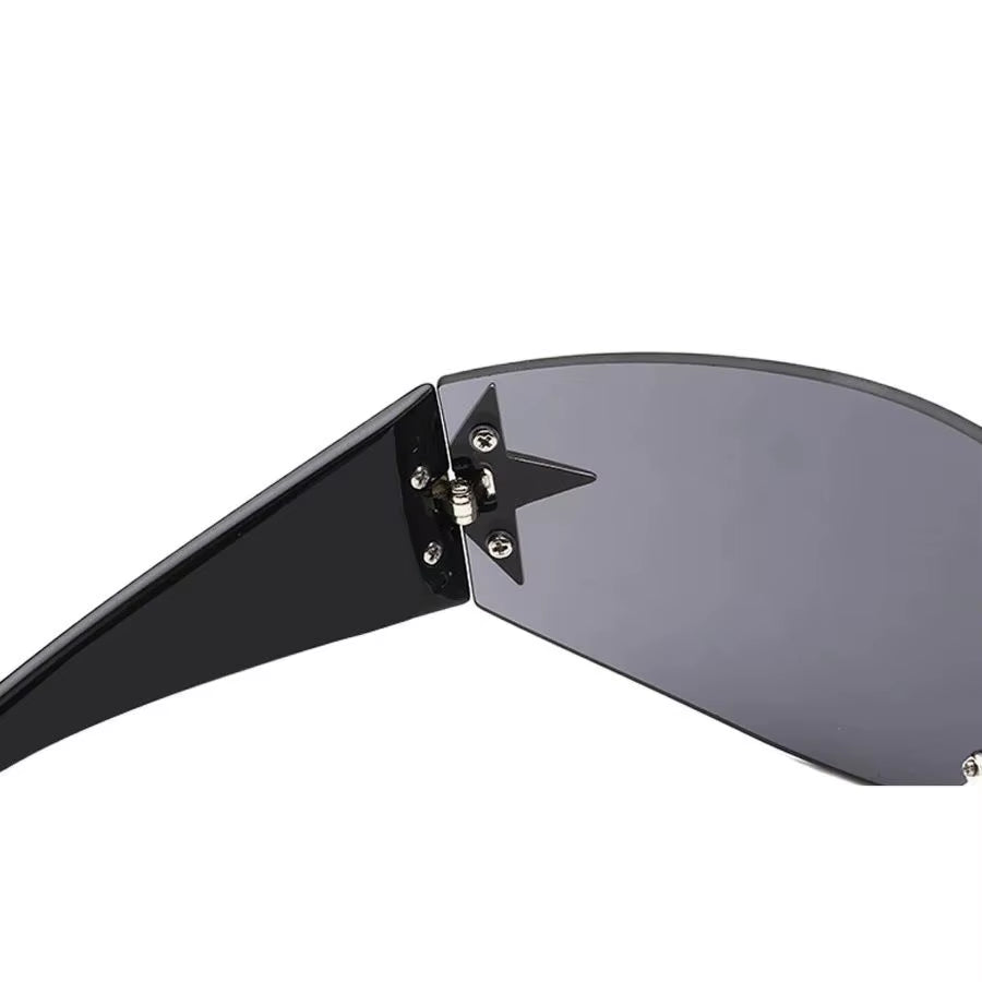 New Women'S Rimless Star Decoration Integrated Y2K Hot Girl Style Hip Hop Fashion Sunglasses Beach Party Glasses Men