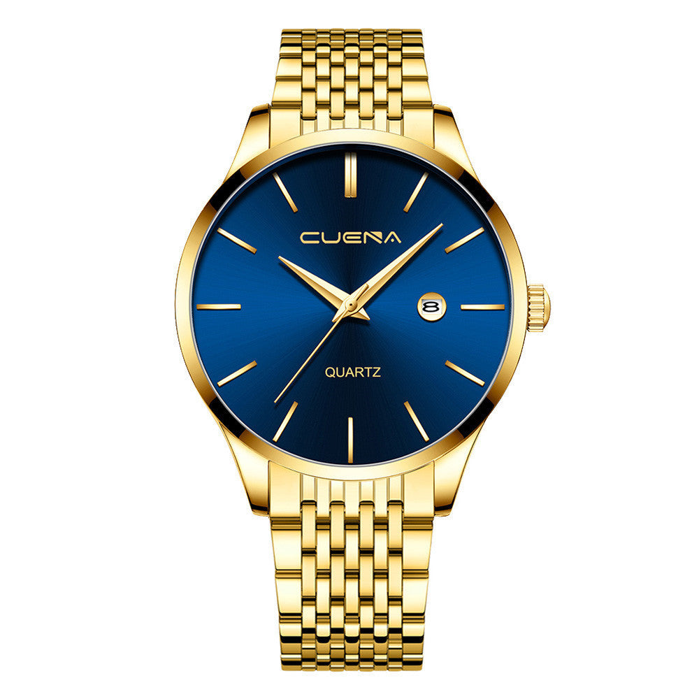 Men’s Sports Calendar Watch Fashion Casual Black-Blue Dial New