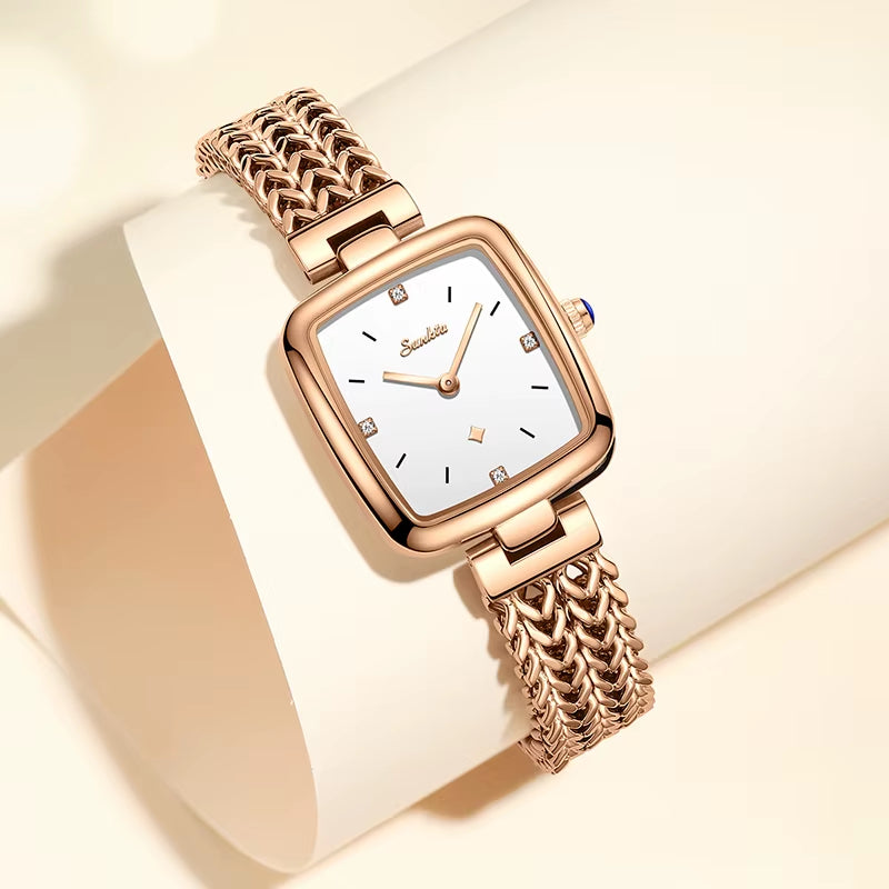 LIGE Women's Luxury Waterproof Quartz Watch - Casual Military Sport Square Timepiece