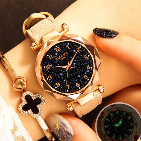 Star Sky Rose Gold Women Quartz Luxury Wristwatch 35mm Dial
