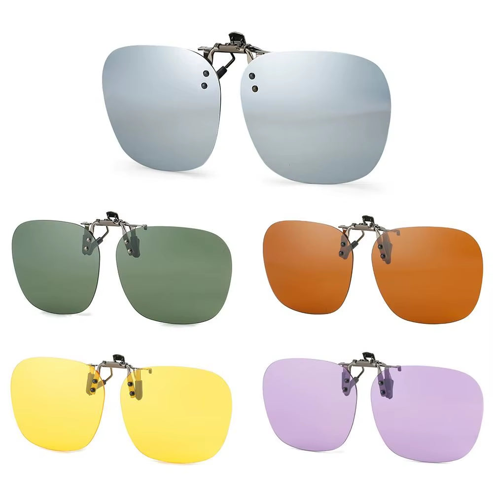 Metal Clip On Polarized Flip Up Sunglasses Rimless - Free Shipping Includes Case