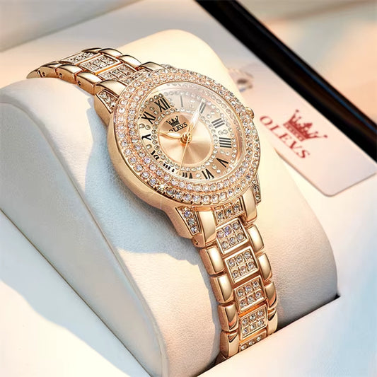 Women's Quartz Watch with Diamond Accents Waterproof Stainless Steel Design