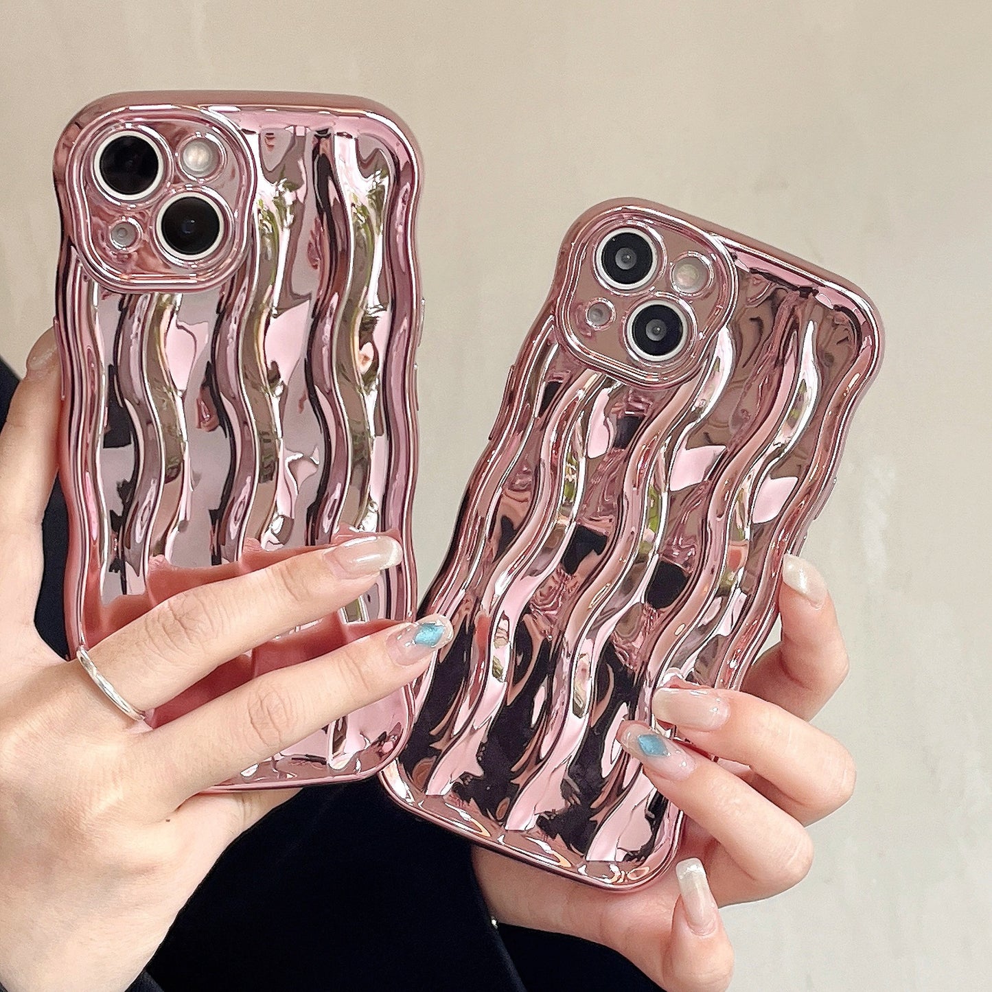 Electroplated Water Ripple TPU Phone Case Shockproof Cover for iPhone 11–16
