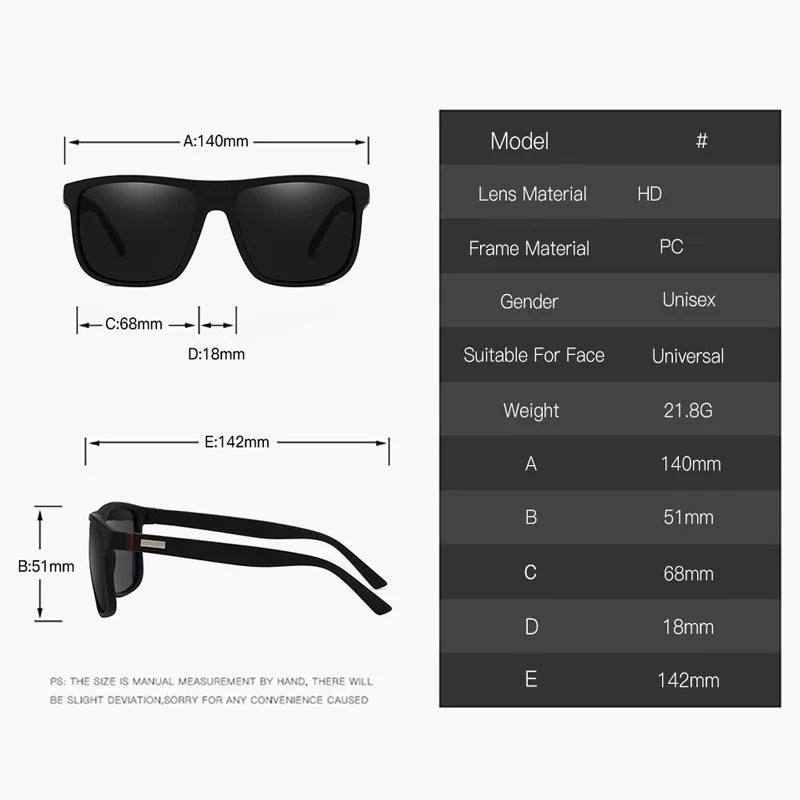 Fashion Vintage Square Sunglasses Men Women Luxury Brand Designer Men'S Sun Glasses Driving Fishing UV400 Eyewear Man