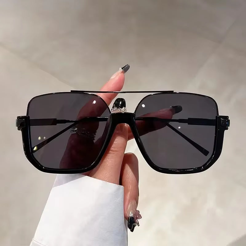 Trendy Polygonal Punk Sunglasses Oversized Goggle Advanced Sense One Piece Large Frame Sun Glasses New Steampunk Eyewear UV400