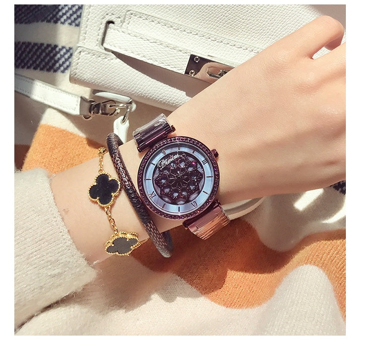 Time To Run Ladies Quartz Diamond Alloy Watch Waterproof