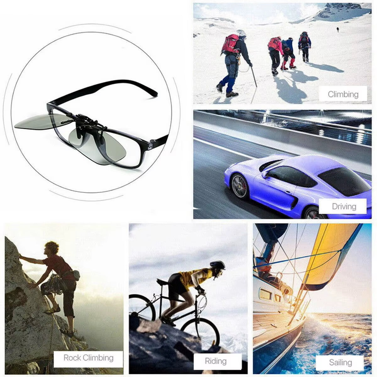 Photochromic Polarized Clip On Flip Sunglasses - Free Shipping Includes Case