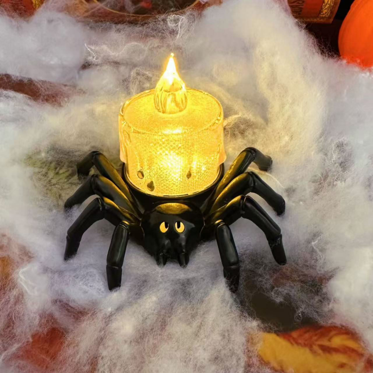 Halloween Pumpkin Spider Candle Light Spooky Party Decoration Props