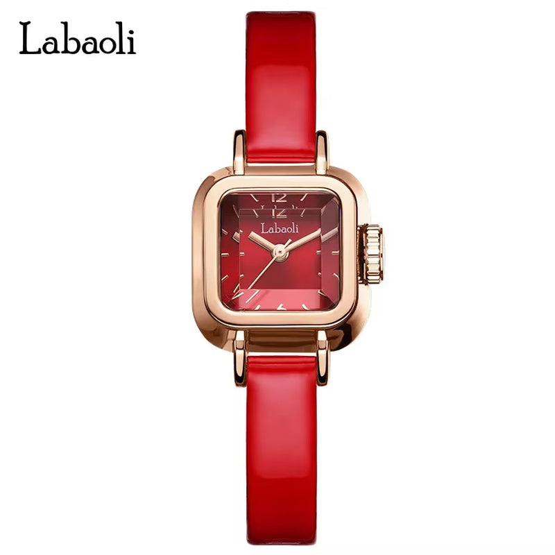 Square Classical Wristwatches Leather Minimalist Ladies Quartz Watches for Women Rose Gold Small Square Dial Elegant Design