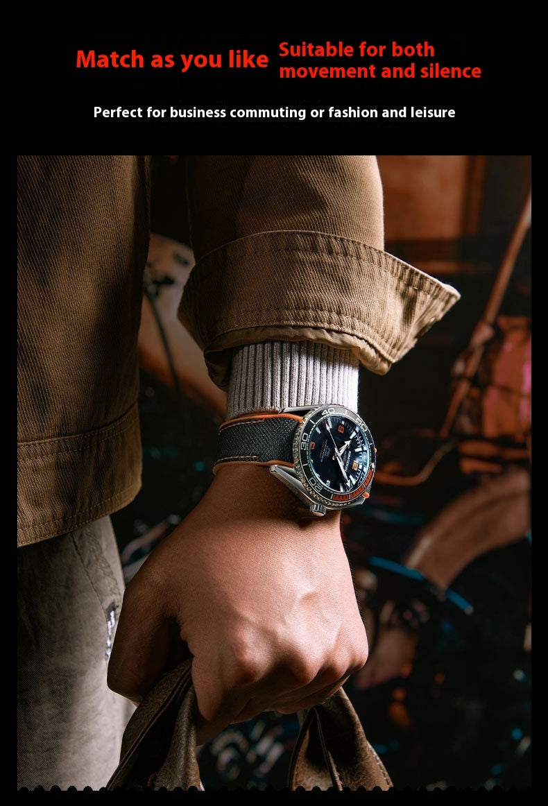 Mechanical Hollow Watch for Men – Luminous Dial & Transparent Back