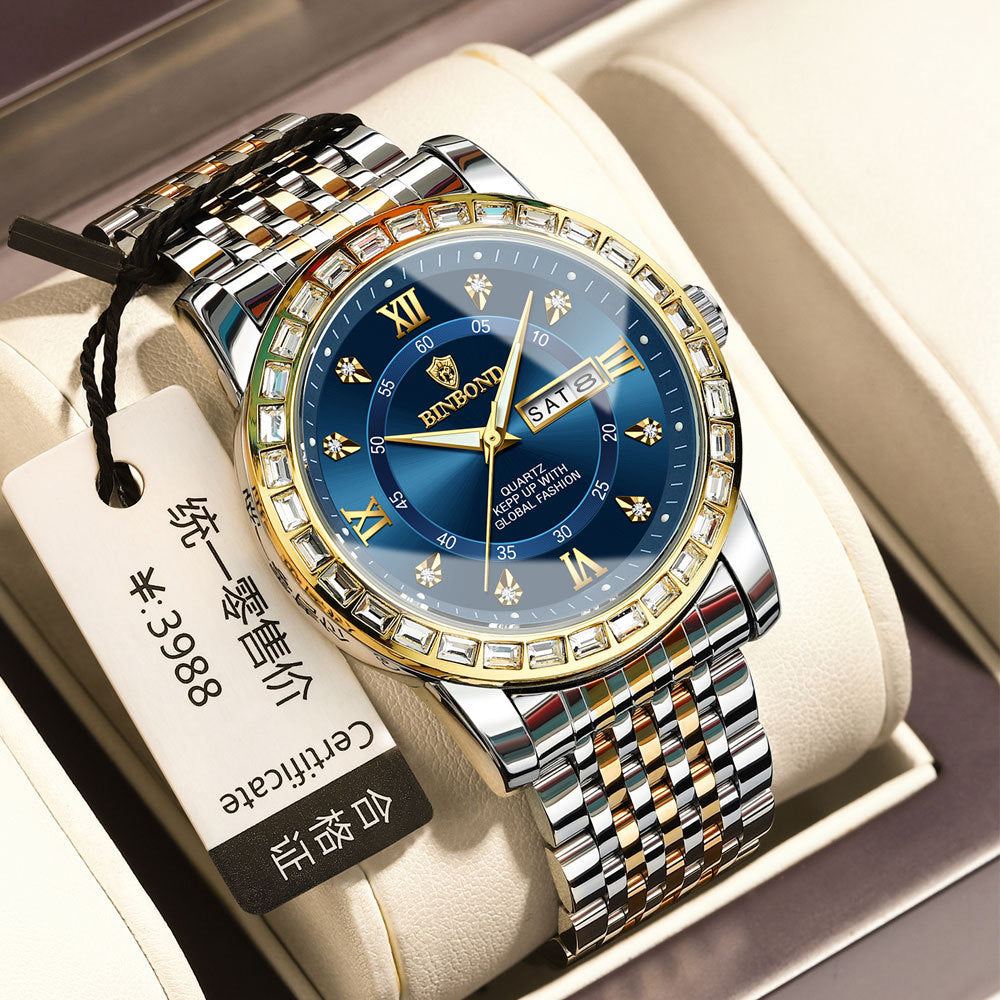 Business Mechanical Watch Double Calendar Luminous – Diamond Style Variants