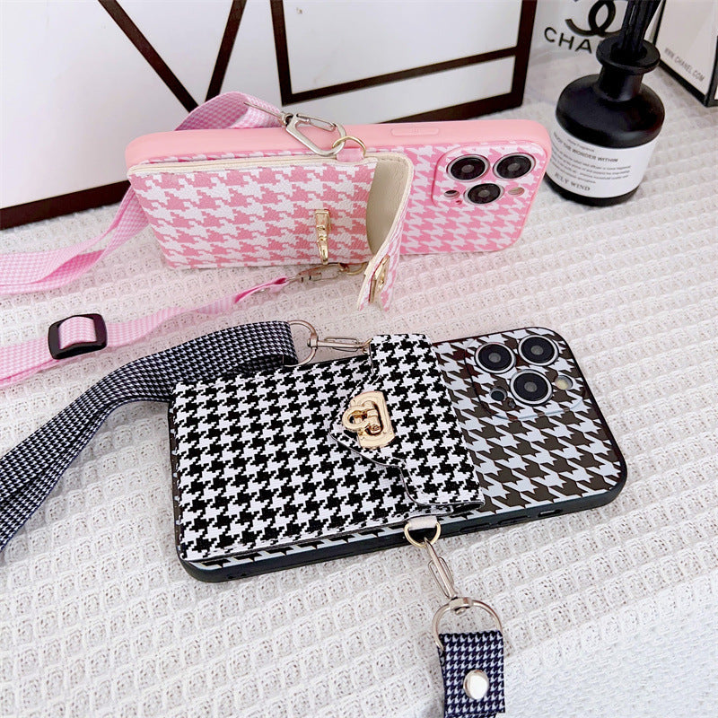 Cross Body Lanyard Phone Case for iPhone Black Pink