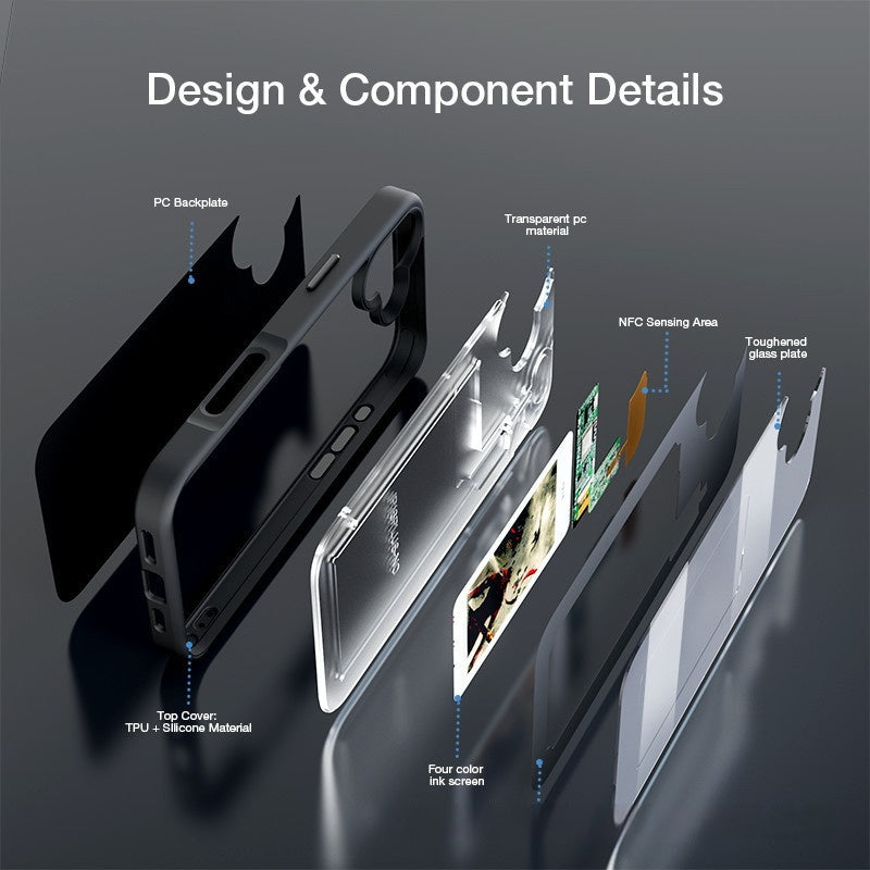 DIY E-Ink Screen NFC Phone Case Smart Projection Cover for iPhone 13–16 Pro Max