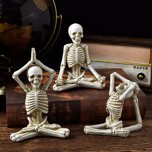 Halloween Resin Yoga Skeleton Skull Horror Desktop Decoration Ornament