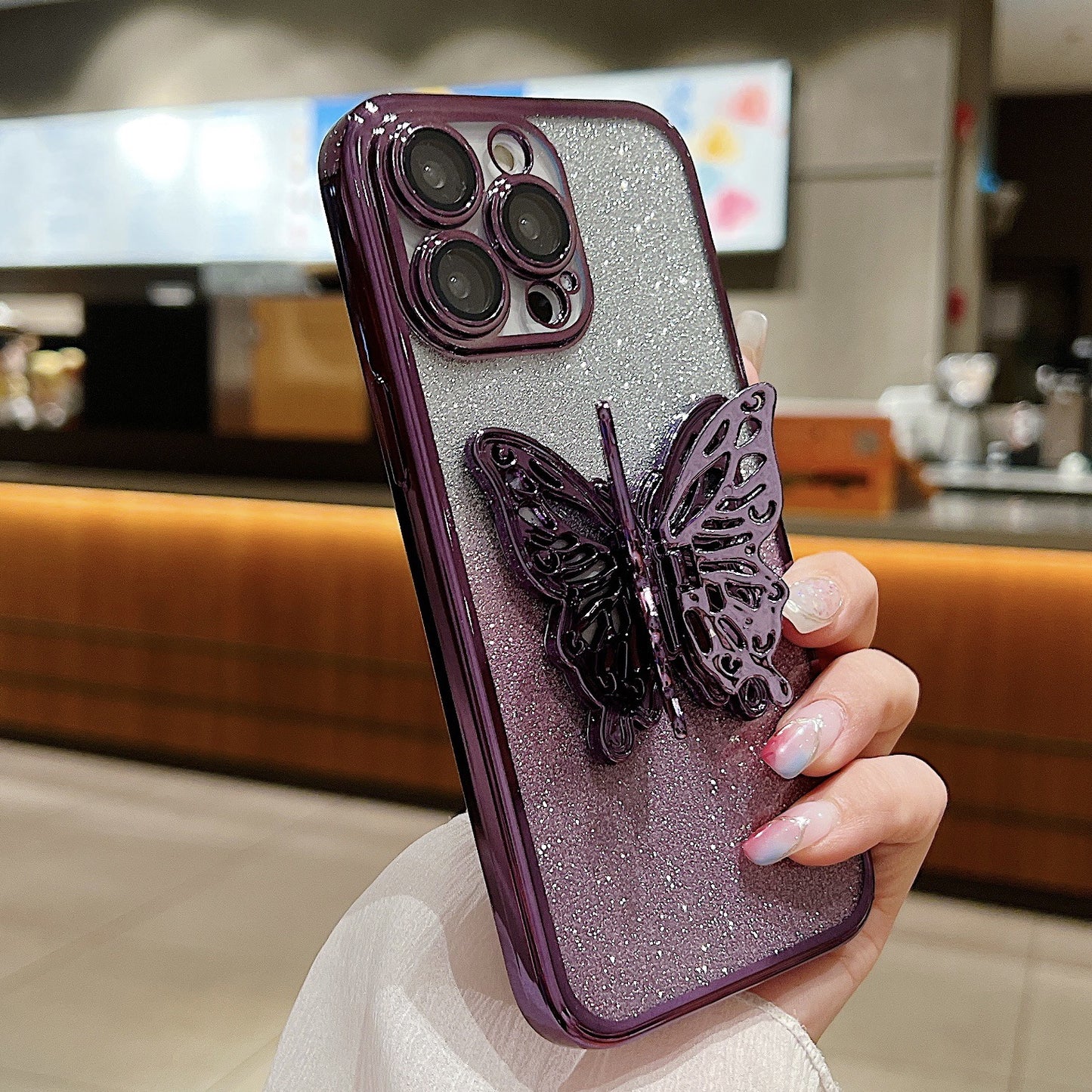 Hollow Butterfly Phone Case Gradient Transparent Cover