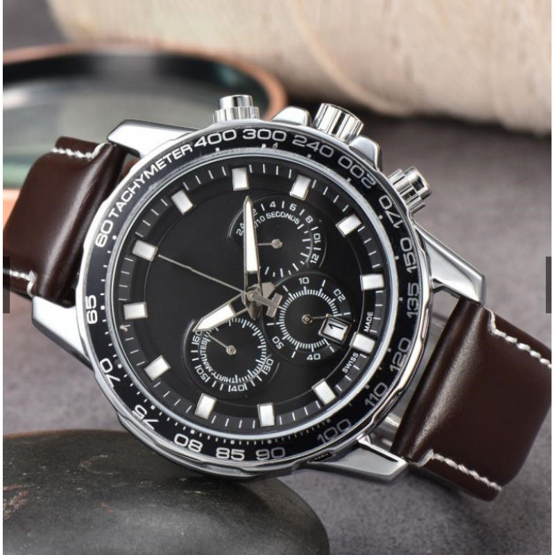 Men’s Day-Date Leather Strap Quartz Watch – Multiple Colors Styles